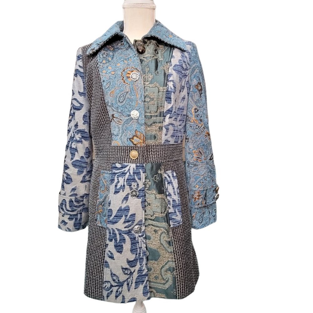 Womens Venus Patchwork Brocade Coat Size 4